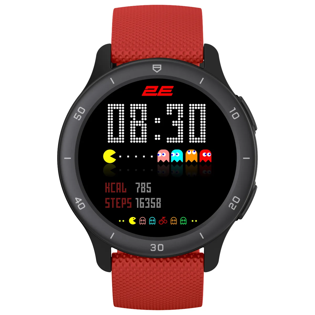 Смарт-годинник 2E Motion GT2 47мм, 1.32", 360x360, BT 5.2, Чорно-червоний + ремінець зелений