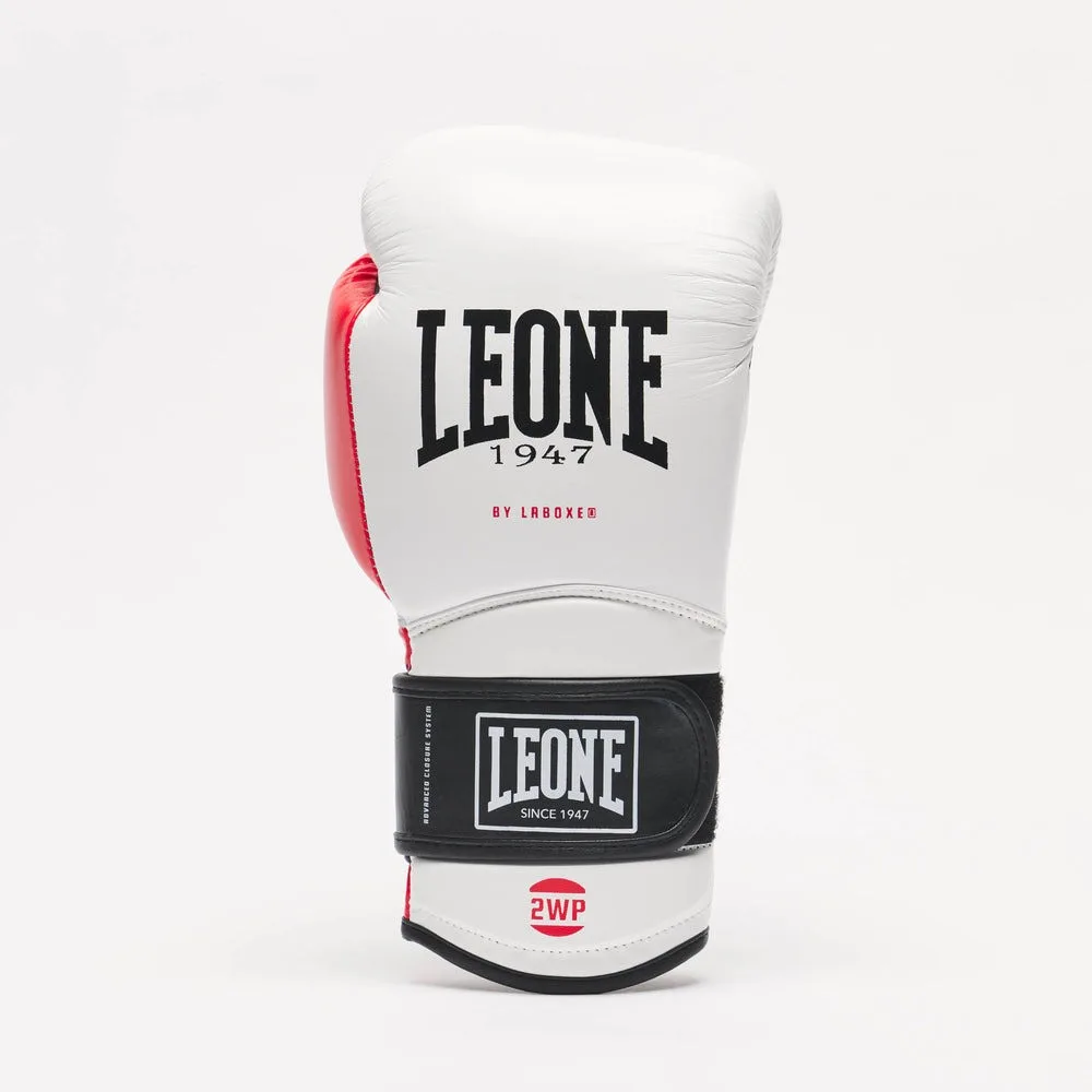 Боксерские перчатки Leone натуральная кожа 14 унций Белый