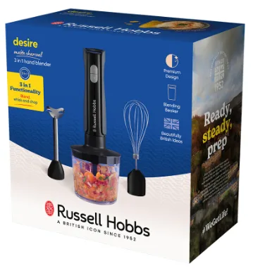 Занурювальний блендер Russell Hobbs 500 Вт 2 швидкості нержавіюча сталь 41 см чорний