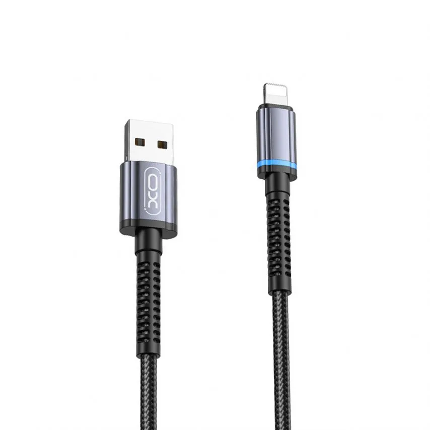 Кабель USB XO тканинний Lightning 1м 2,4А чорний