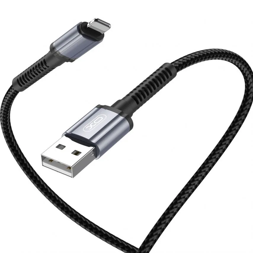 Кабель USB XO тканинний Lightning 1м 2,4А чорний