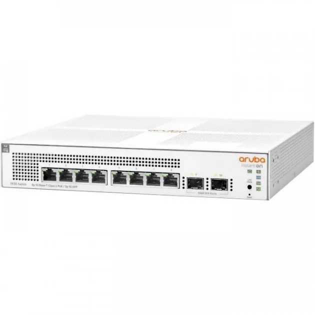 Коммутатор HPE Aruba Instant On 1930, 8xGE, 2xGE SFP порта, PoE Класс 4 124W, LT Гарантия