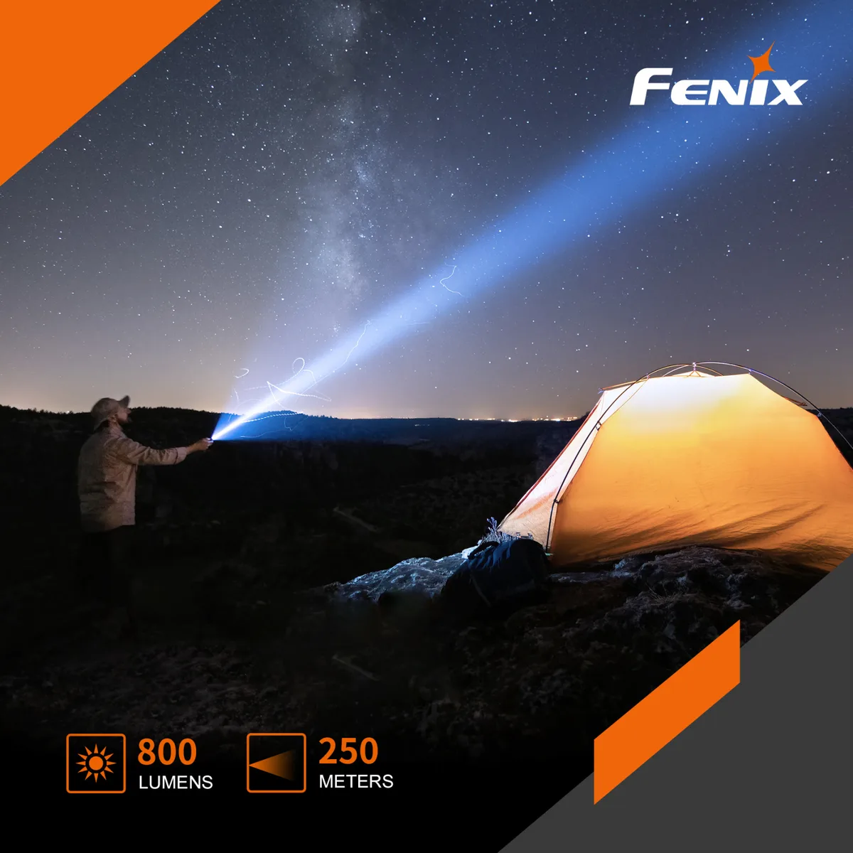 Ліхтар ручний Fenix алюміній 92х24х24 мм чорний 800 люменів
