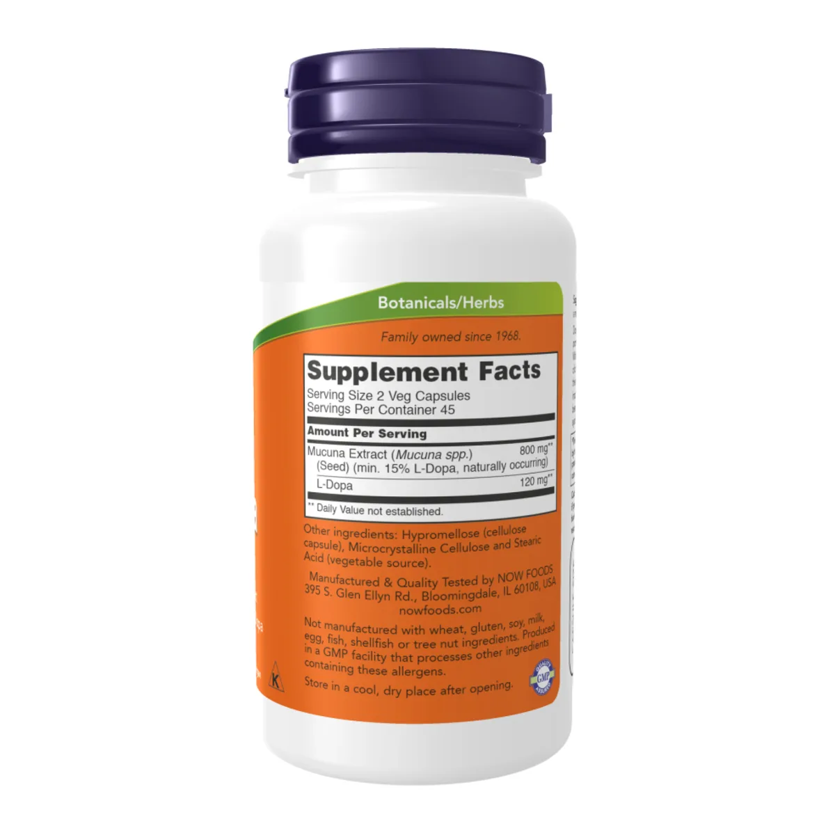 Dopa Mucuna NOW Foods 180 капсул L-дігідроксифенілаланін рослинний