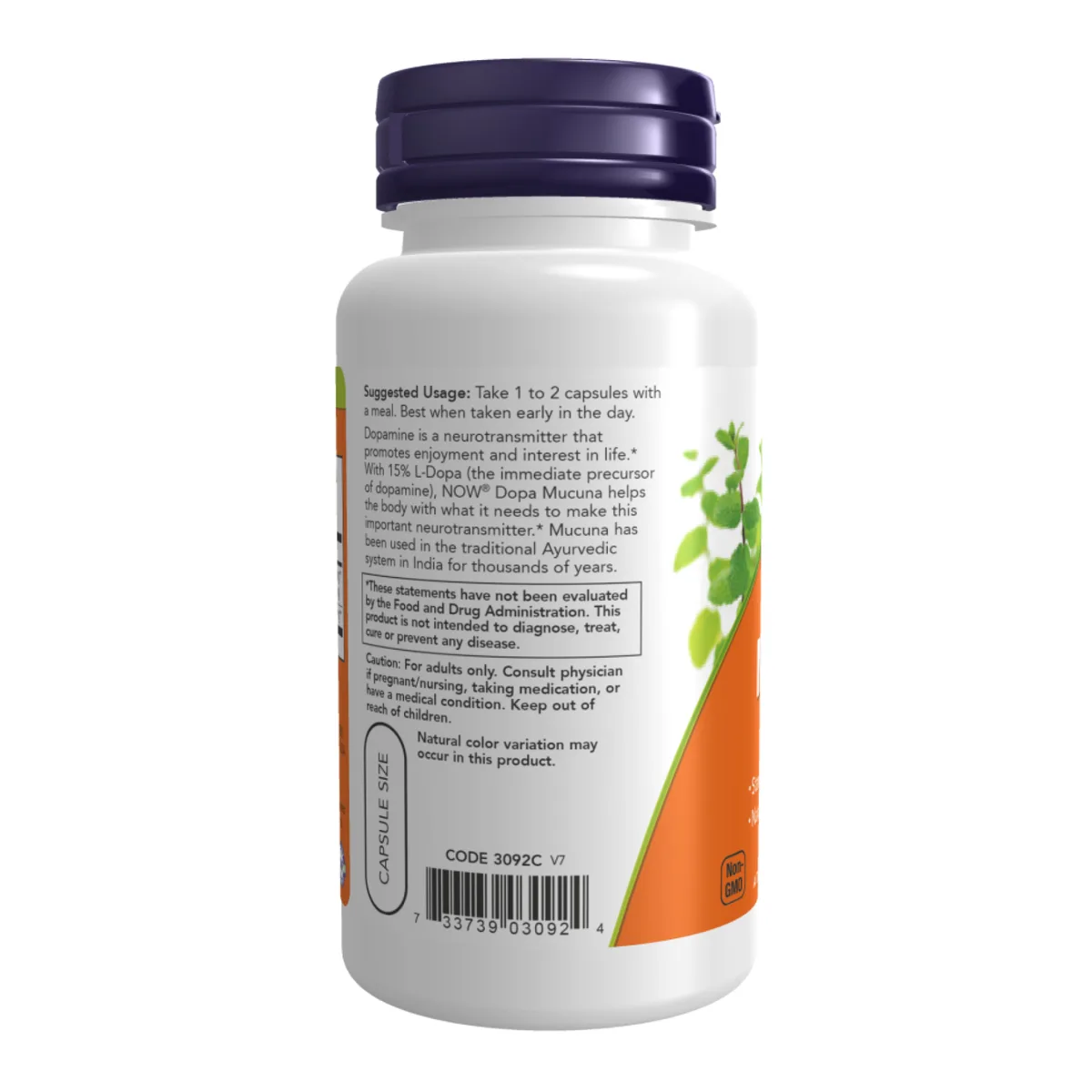 Dopa Mucuna NOW Foods 180 капсул L-дігідроксифенілаланін рослинний