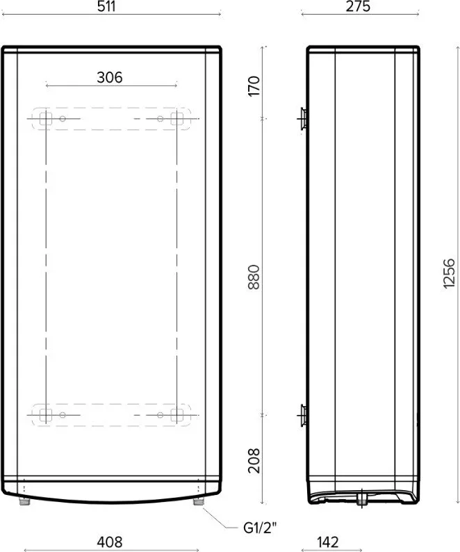 Водонагрівач електричний Ariston плоский Slim VELIS TECH 100 EU, 100 літрів, 2*1,5 кВт, універсальний монтаж, електронне управлінн