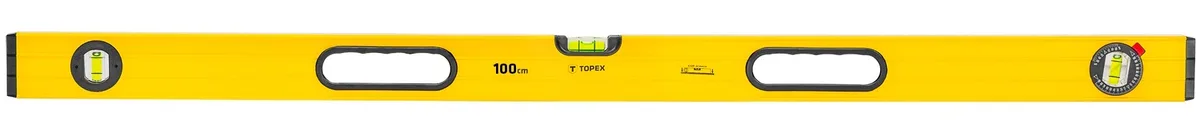 Рівень будівельний TOPEX алюмінієвий 100 см з 3 ампулами для вимірювання нерівностей рівномірний рівень