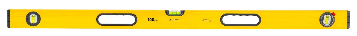 Уровень строительный TOPEX алюминиевый 100 см с 3 ампулами для измерения неровностей равномерный уровень