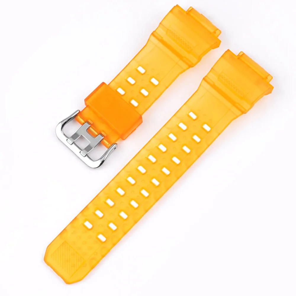 Ремінець Casio полімерний 21,1 см 14 мм напівпрозорий жовтий