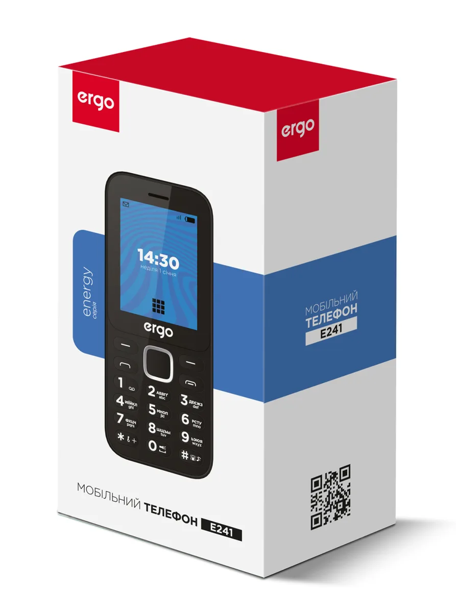Мобільний телефон ERGO пластик 2,4 дюйма чорний дві SIM карти