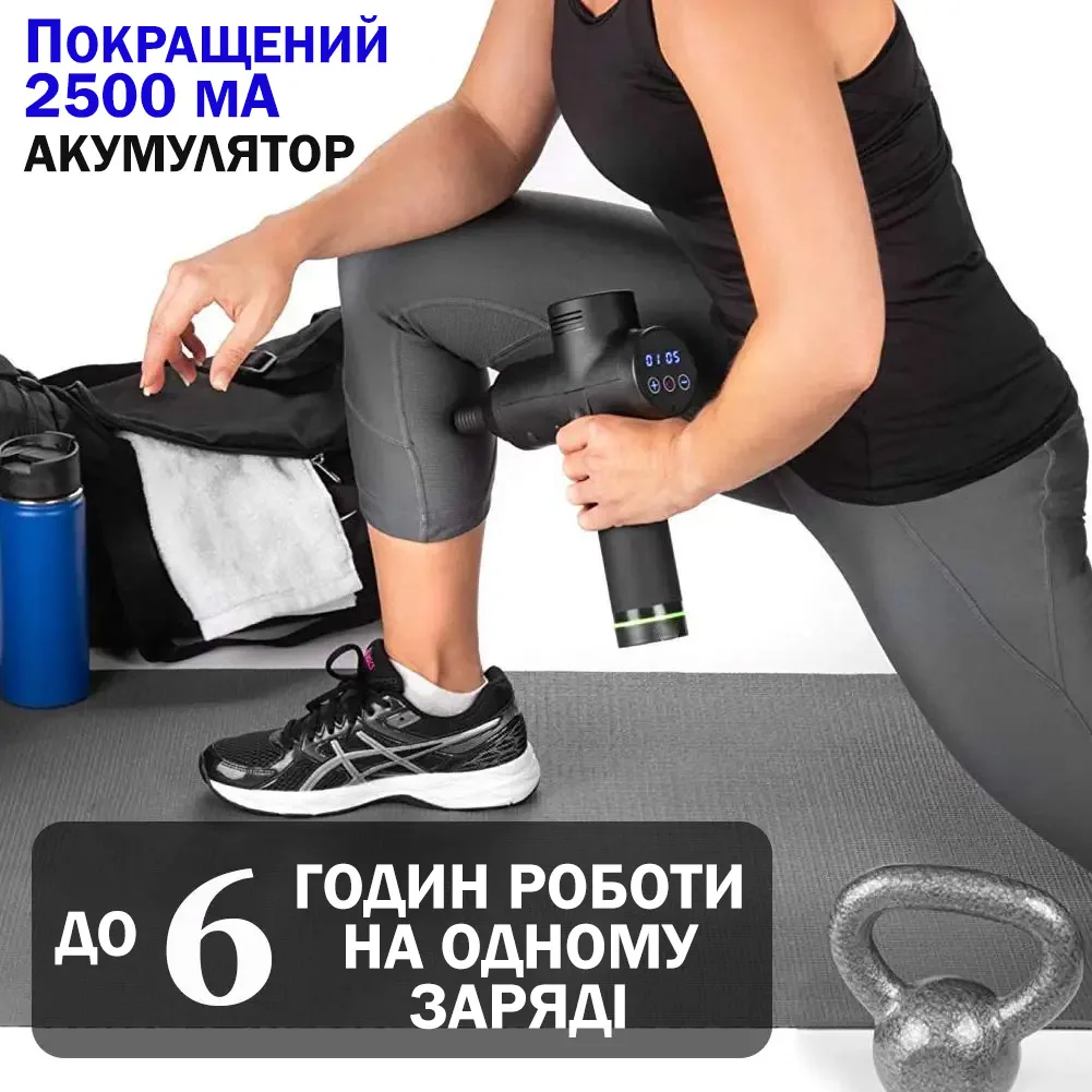 Масажний пістолет EasyFit літій-іонний 25х24х6,5 см чорний