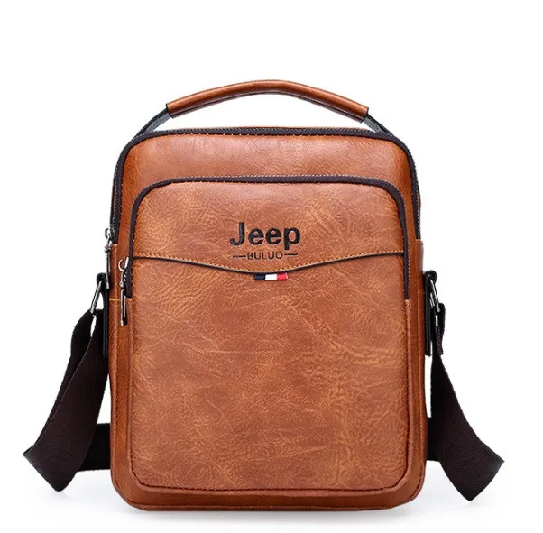 Мужская сумка-планшет Jeep эко кожа 25х20х6 см светло-коричневая