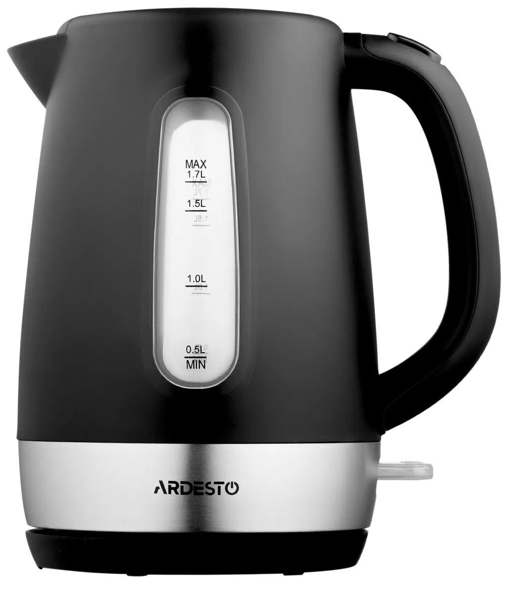 Електричний чайник ARDESTO 1.7 л, Strix, пластиковий, чорний матовий.