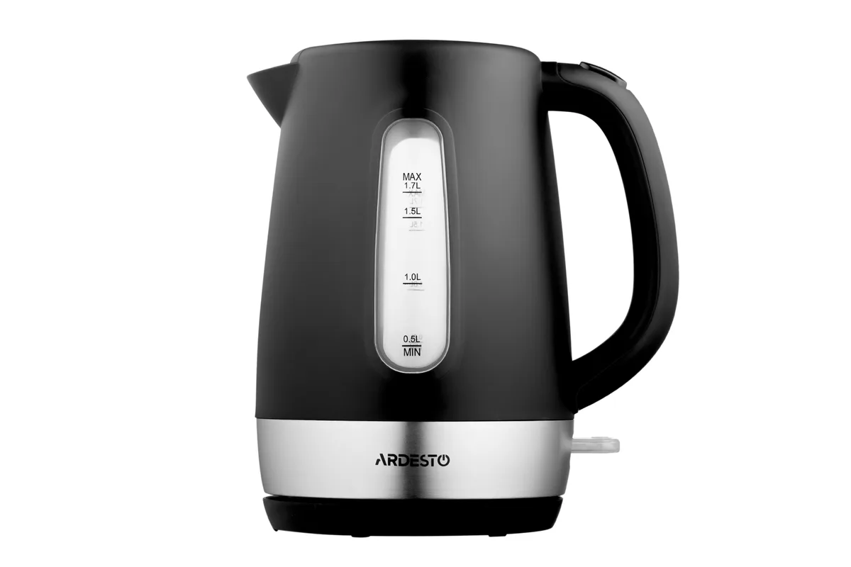 Електричний чайник ARDESTO 1.7 л, Strix, пластиковий, чорний матовий.