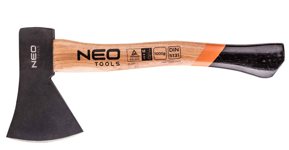 Універсальна сокира Neo Tools з руків’ям із гікорі, 40 см, 1000 г.