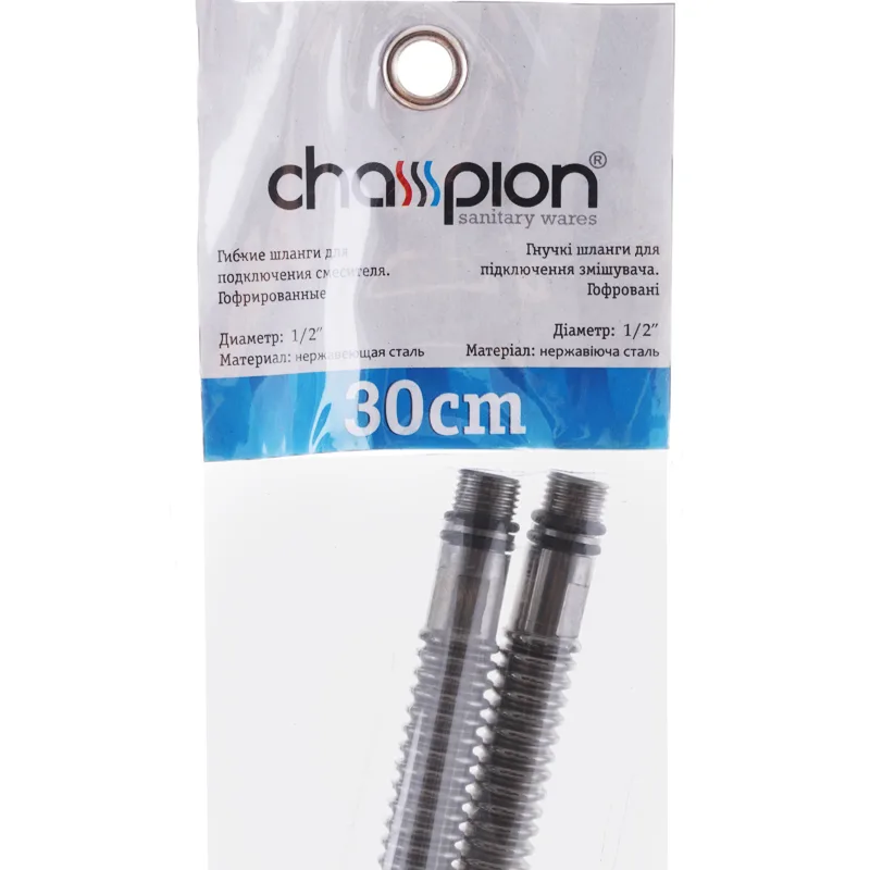 Гофрированные шланги Champion хром 30 см 1/2 М10 2 шт