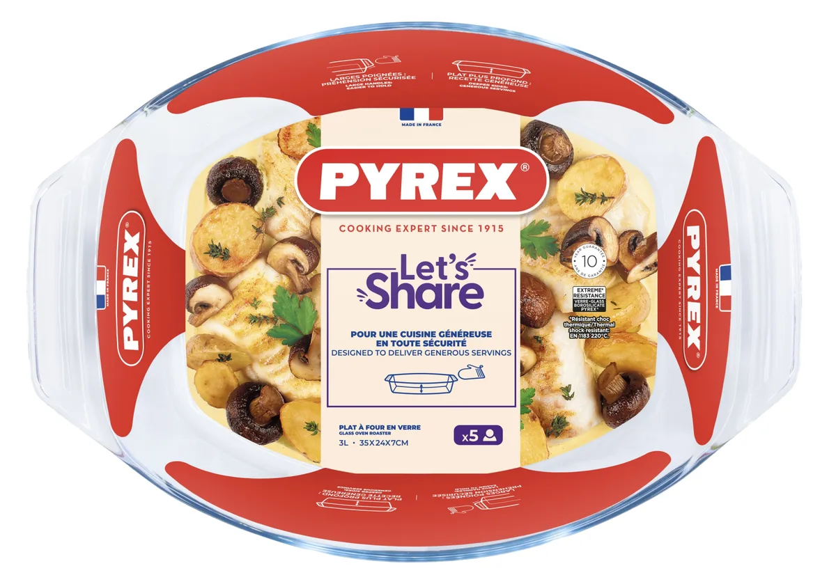 Форма для запікання Pyrex боросилікатне скло 35х24х7 см овальна