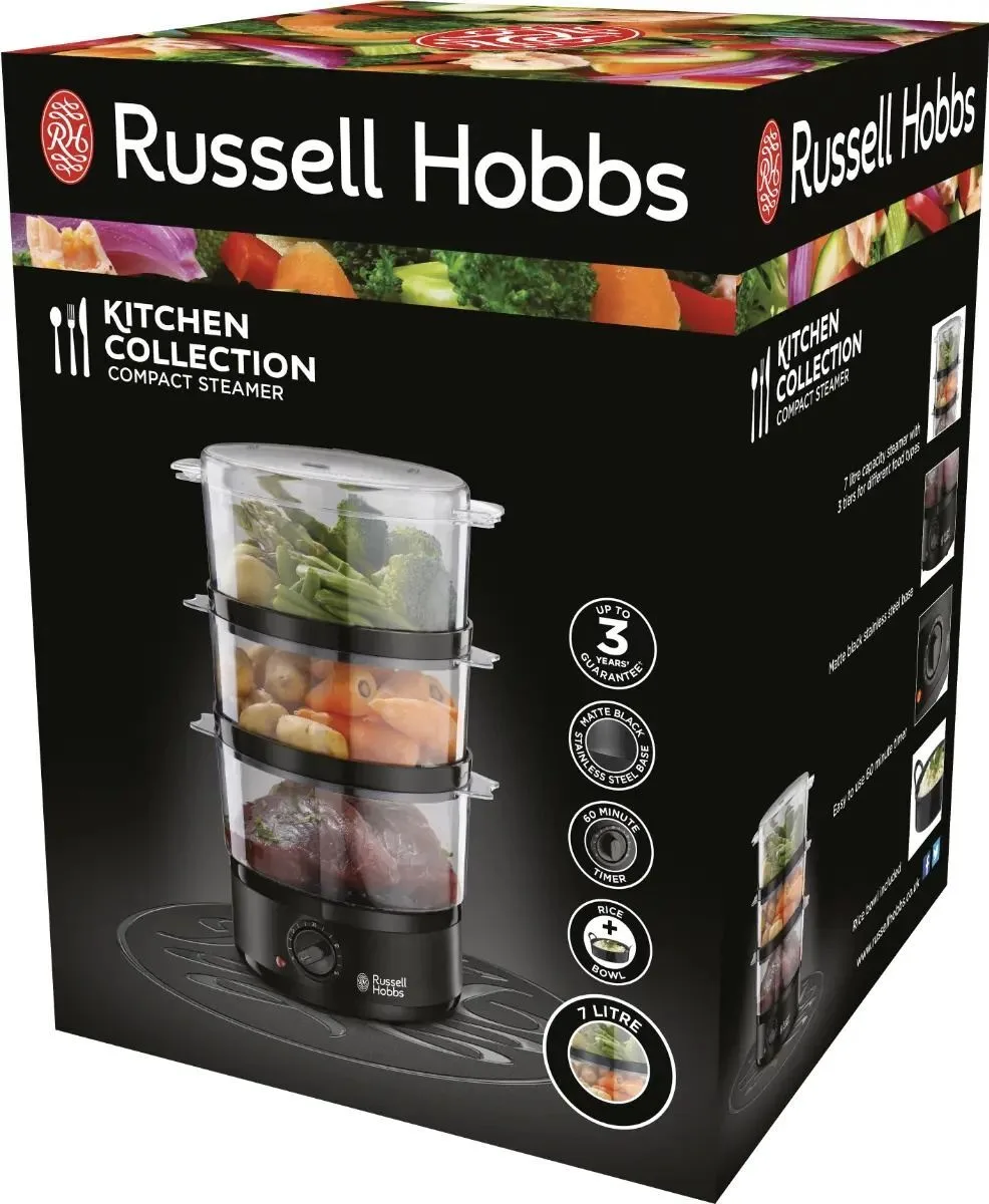 Пароварка Russell Hobbs нержавеющая сталь 7 л черная