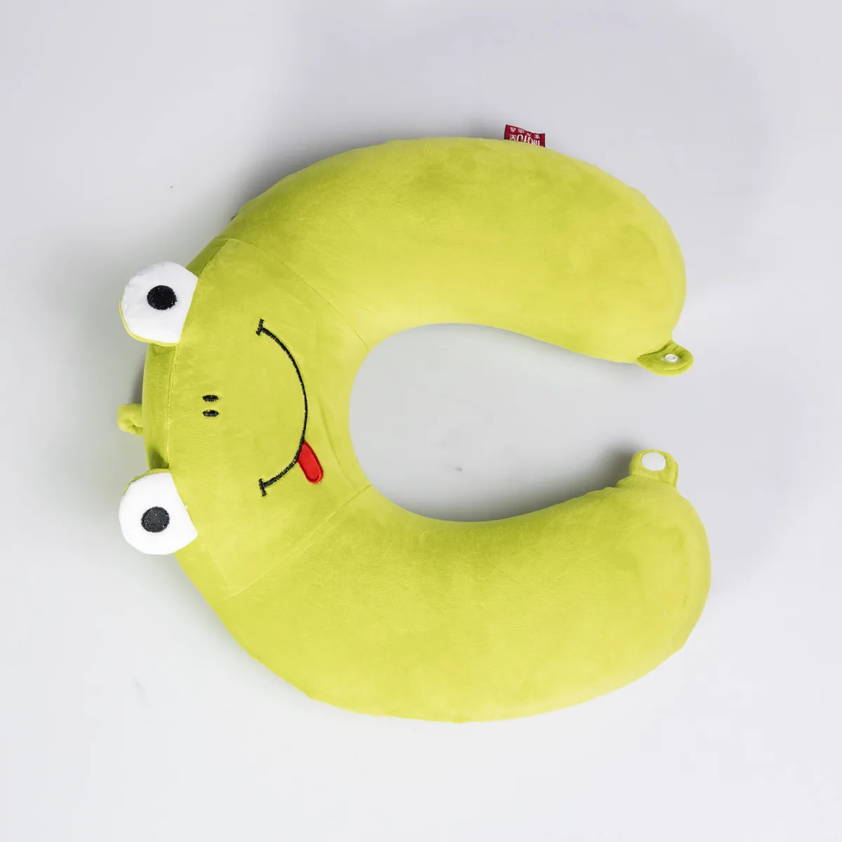 Подушка для шиї Frog U-подібна плюш-велюр 30х30 см зелена