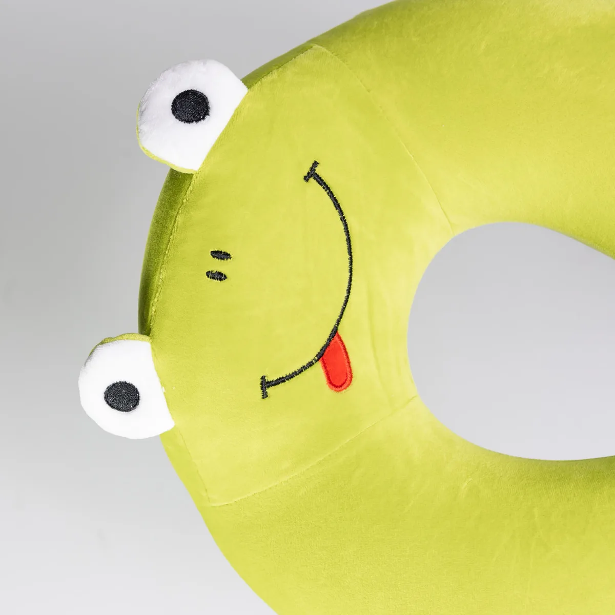 Подушка для шеи Frog U-образная плюш-велюр 30х30 см зеленая