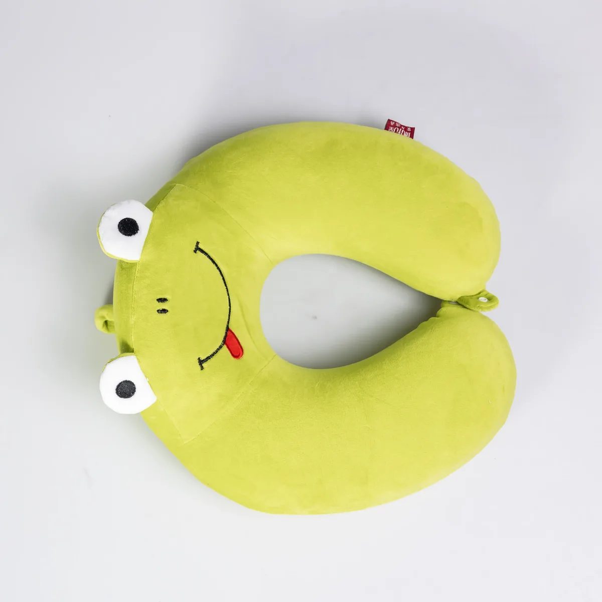 Подушка для шеи Frog U-образная плюш-велюр 30х30 см зеленая