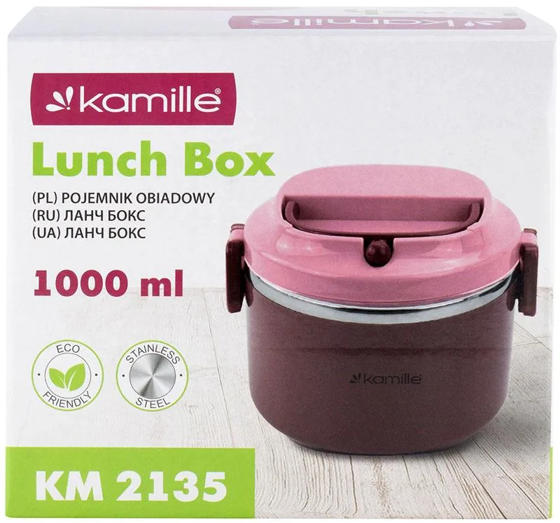 Ланч-бокс Kamille нержавеющая сталь 1000 мл голубой пластик