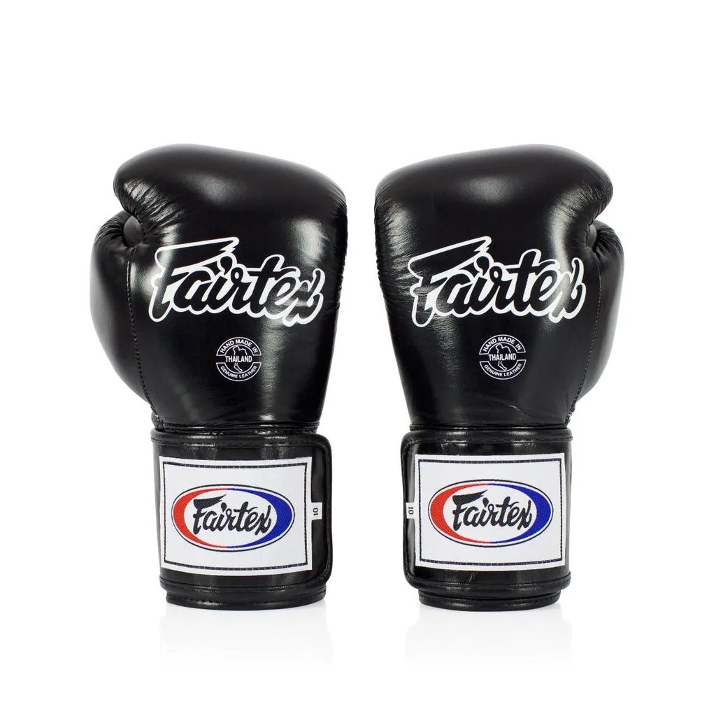 Боксерские перчатки Fairtex натуральная кожа 10 унций черные