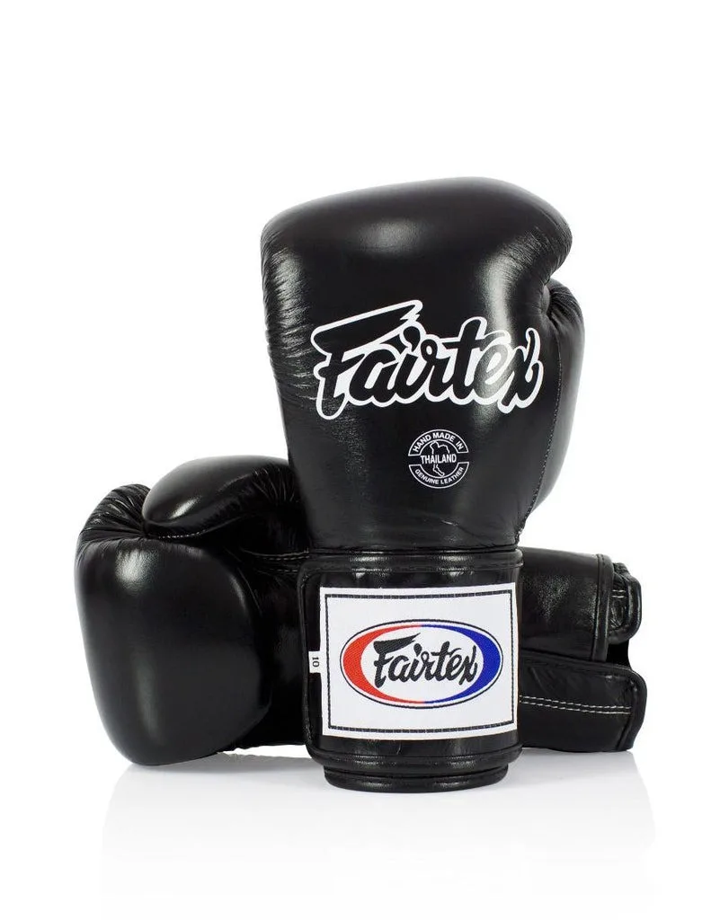 Боксерские перчатки Fairtex натуральная кожа 10 унций черные
