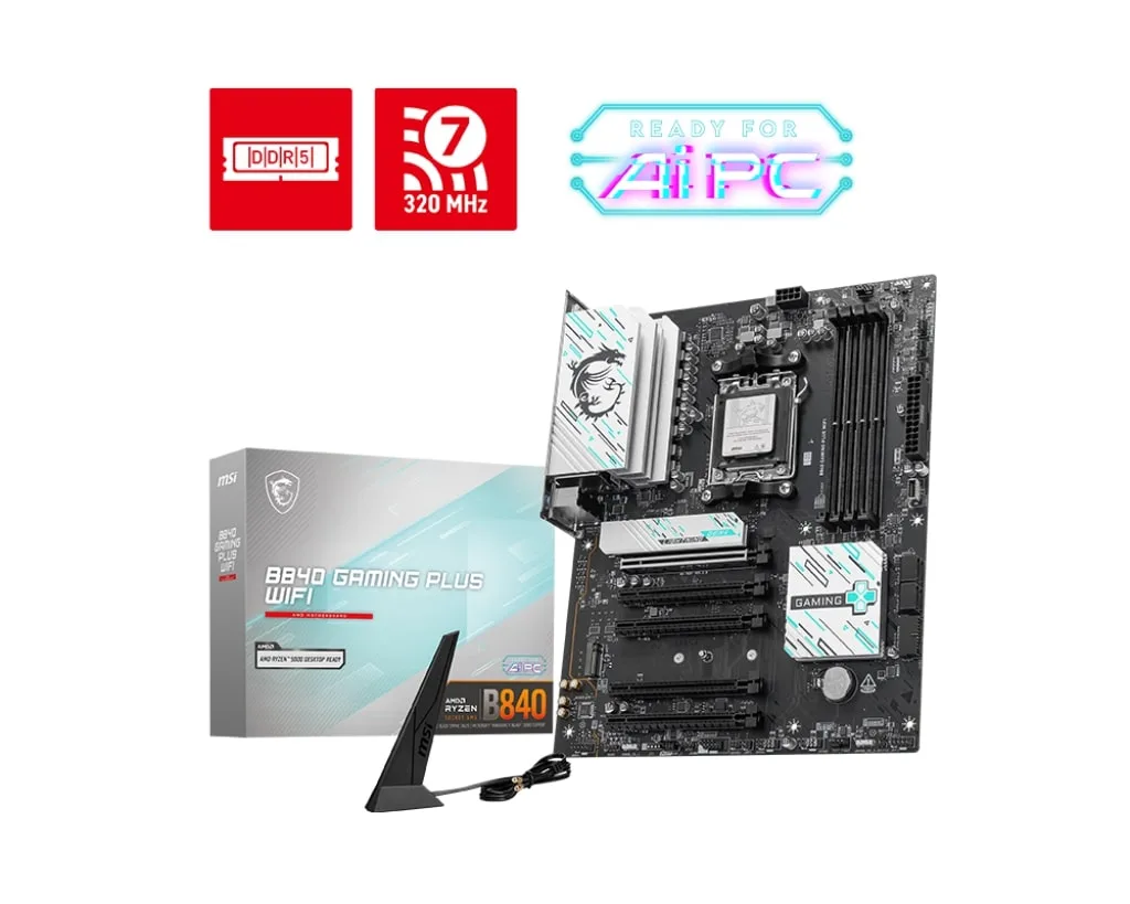 Материнська плата MSI B840 GAMING WIFI AM5 ATX 4xDDR5 Wi-Fi 7 2.5G LAN 7.1 звук