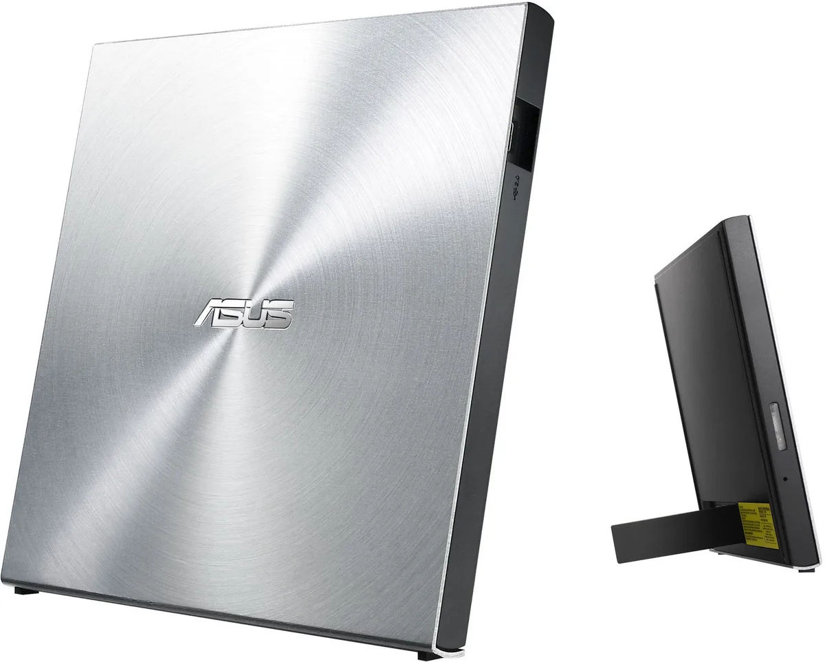 Привід оптичний ASUS зовнішній USB 2.0 срібний Slim  DVD CD записувач