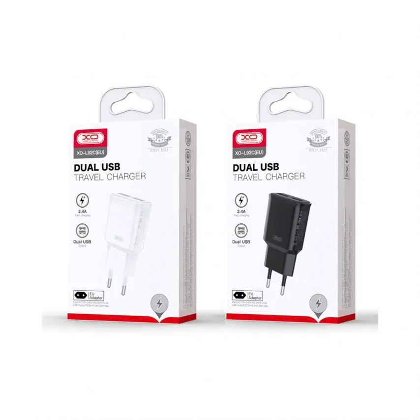 Мережевий зарядний пристрій XO 2USB 2,4A білий