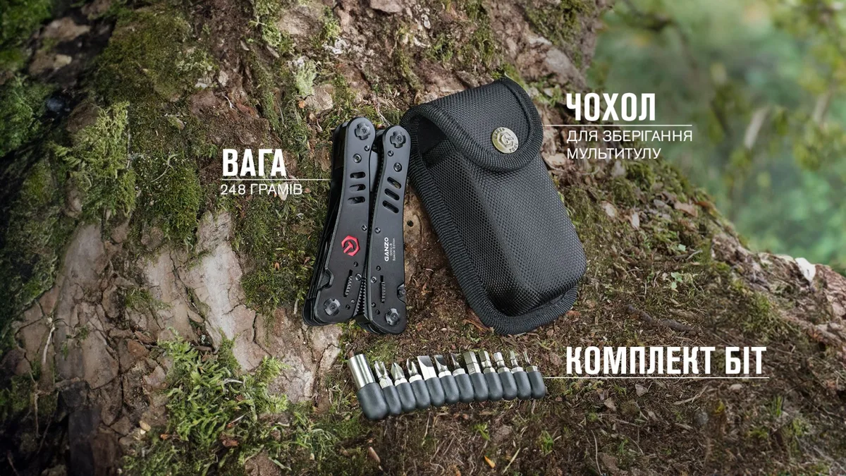 Мультитул Ganzo 440C 105х50х20 мм Чорний
