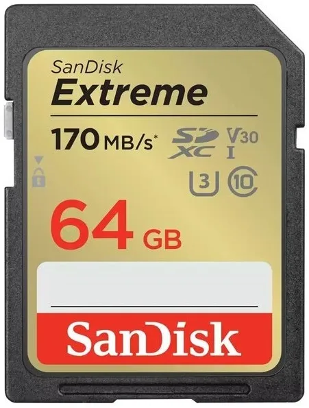 Карта пам'яті SanDisk SD 64ГБ UHS-I V30 170МБ/с Extreme
