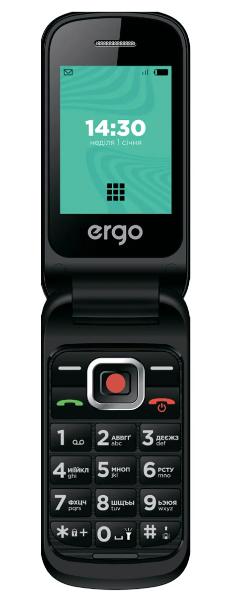 Мобільний телефон ERGO пластик розкладний 2.4 дюйма чорний