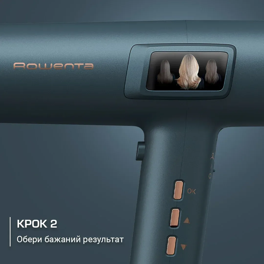 Фен Rowenta Maestria для вас, 1800 Вт, 3 настройки, диффузор, ионизация, холодный обдув, LED-дисплей, синий цвет