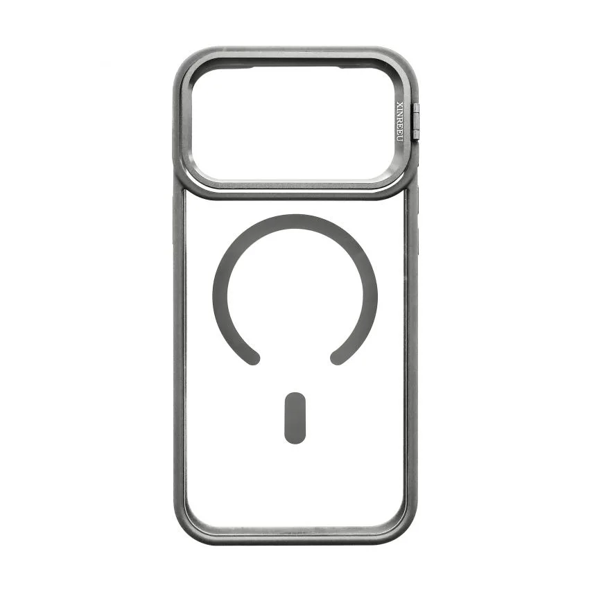 Чохол MagSafe для iPhone 17 Pro Max пластик силікон сірий з підставкою та захистом для камер