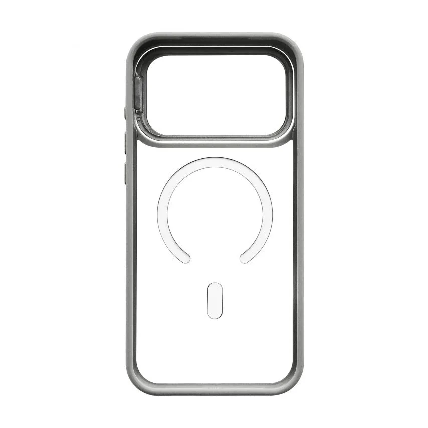 Чохол MagSafe для iPhone 17 Pro Max пластик силікон сірий з підставкою та захистом для камер