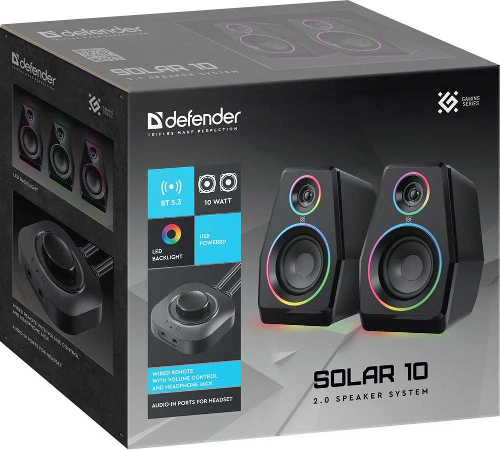 Акустика Defender Бездротова 10 Вт Пластик Чорна 2 канали Bluetooth 5.3
