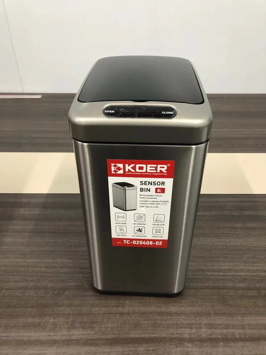 Відро для сміття сенсорне 8 л прямокутне нержавіюча сталь Koer