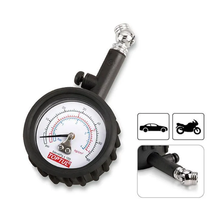 Манометр шинний Toptul JEAP060A 0-60psi 0-4кг/см² метал чорний