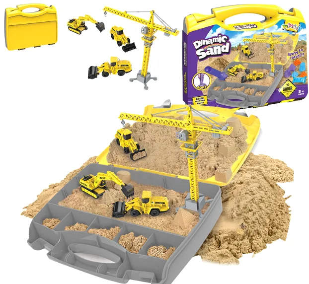 Набір кінетичного піску Dynamic Sand 750 г жовтий у валізі з краном і екскаватором