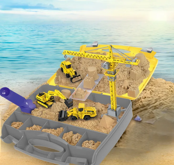 Набір кінетичного піску Dynamic Sand 750 г жовтий у валізі з краном і екскаватором