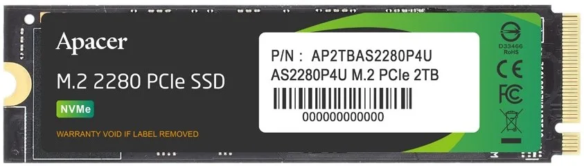 Накопичувач SSD Apacer 2TB 3D TLC M.2 PCIe 3.0