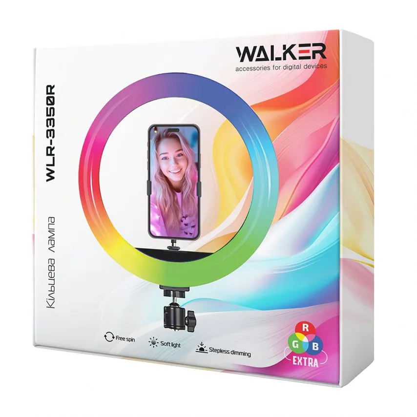 Кільцева лампа WALKER 33 см PP Чорна RGB 184 діоди 12,7W
