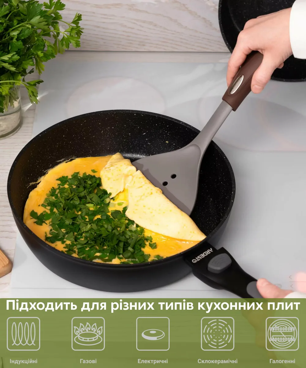 Глибока сковорода з від'ємною ручкою ARDESTO Gemini Bari, 24 см, алюмінієва, чорного кольору.