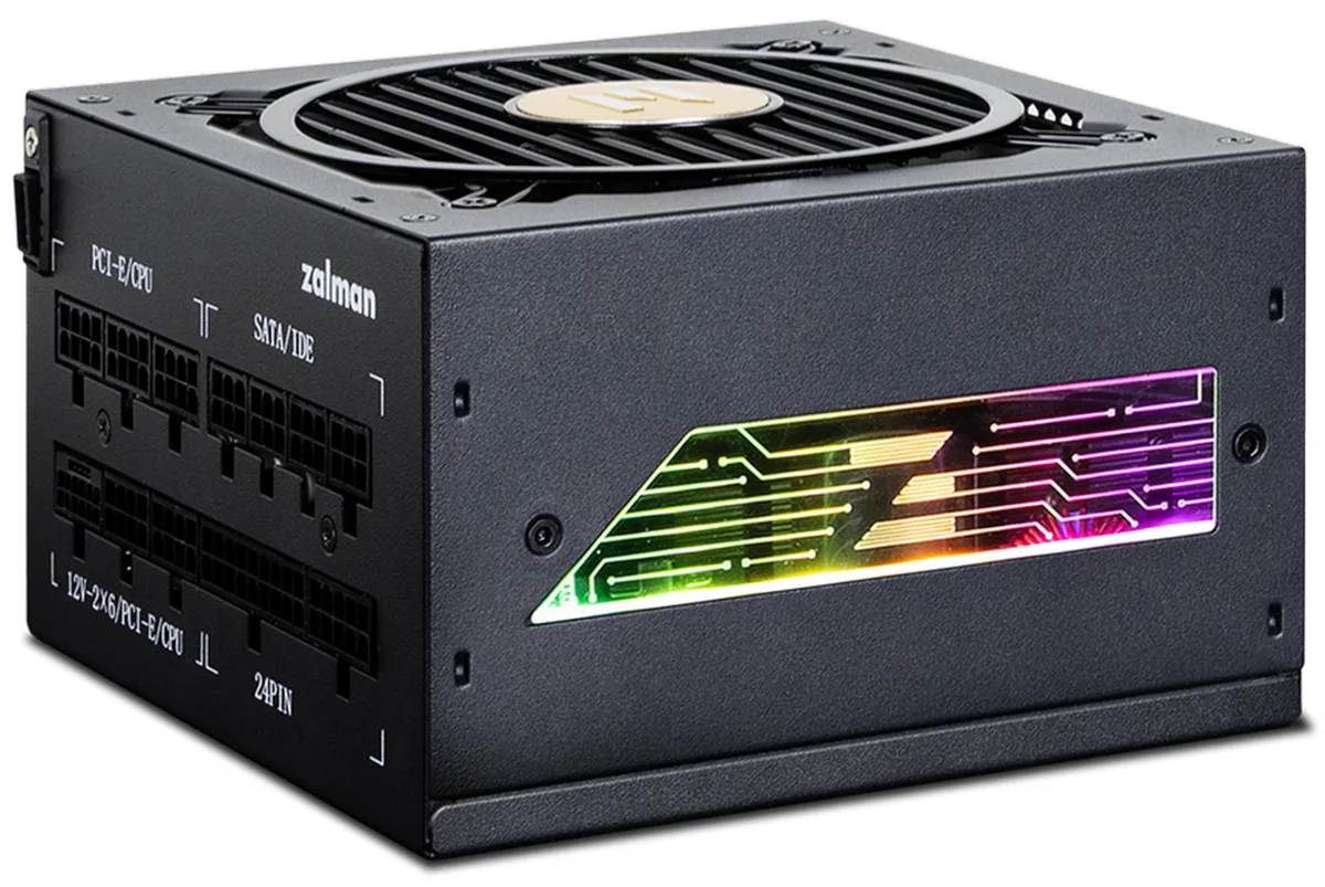 Блок живлення Zalman Teramax 2 View  (1200W) 99%, 80+ Gold, 120мм, 1xMB 24pin(18+10), 2xCPU(4+4 pin), 3xMolex, 12xSATA, 4xPCIe 8pin(6+2), 1xPCIe GEN5 16pin, 1x +5V ARGB cable, Fully Modular