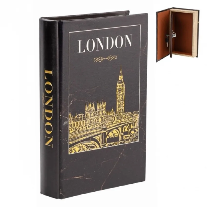 Книга-сейф екокожа 26х16х5 см London кольоровий