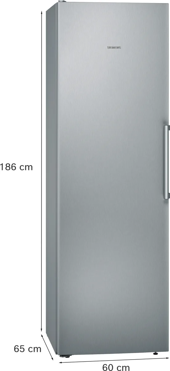 Холодильна камера Siemens, 186 см, 60 см, 65 см, об'єм 346 л, однодверна, клас енергоспоживання E, температурний режим ST, нержаві