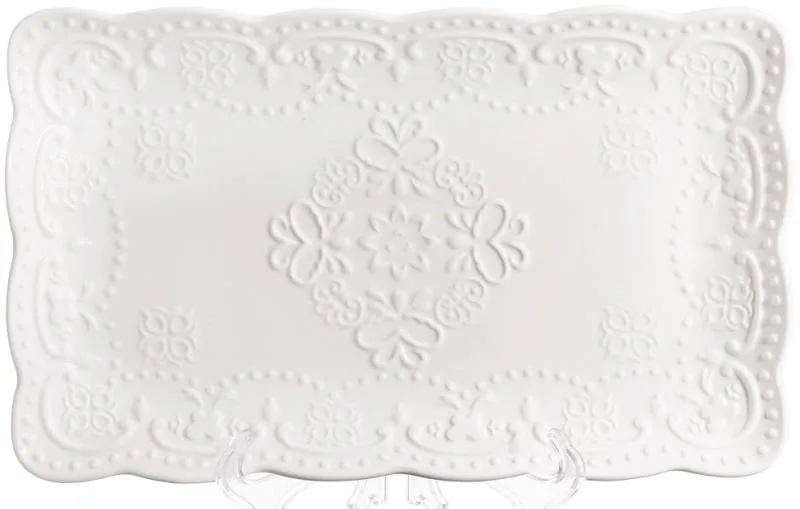 Сервірувальні блюда порцелянові White-Lace 30х19 см 2 шт з рельєфом
