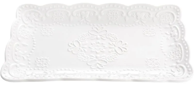 Сервірувальні блюда порцелянові White-Lace 30х19 см 2 шт з рельєфом